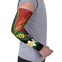Personalised PNG Simbu Provins Arm Sleeves Papua New Guinea Plumeria Melanesian Pattern LT14 - Polynesian Pride