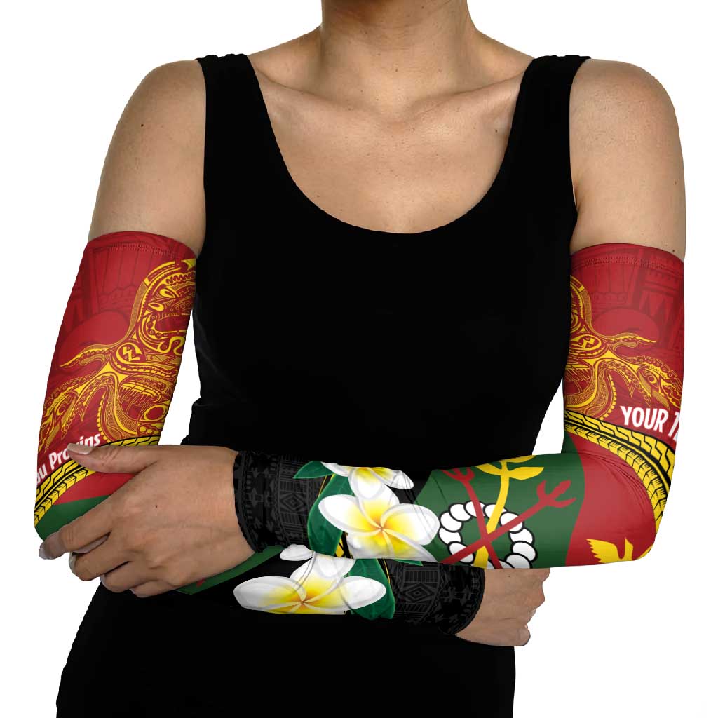 Personalised PNG Simbu Provins Arm Sleeves Papua New Guinea Plumeria Melanesian Pattern LT14 - Polynesian Pride