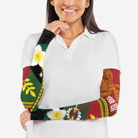 Personalised PNG Simbu Provins Arm Sleeves Papua New Guinea Plumeria Melanesian Pattern LT14 - Polynesian Pride