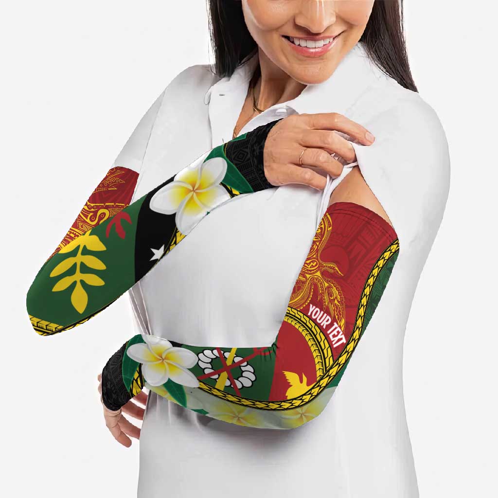 Personalised PNG Simbu Provins Arm Sleeves Papua New Guinea Plumeria Melanesian Pattern LT14 - Polynesian Pride