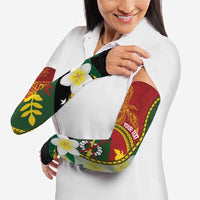 Personalised PNG Simbu Provins Arm Sleeves Papua New Guinea Plumeria Melanesian Pattern LT14 - Polynesian Pride
