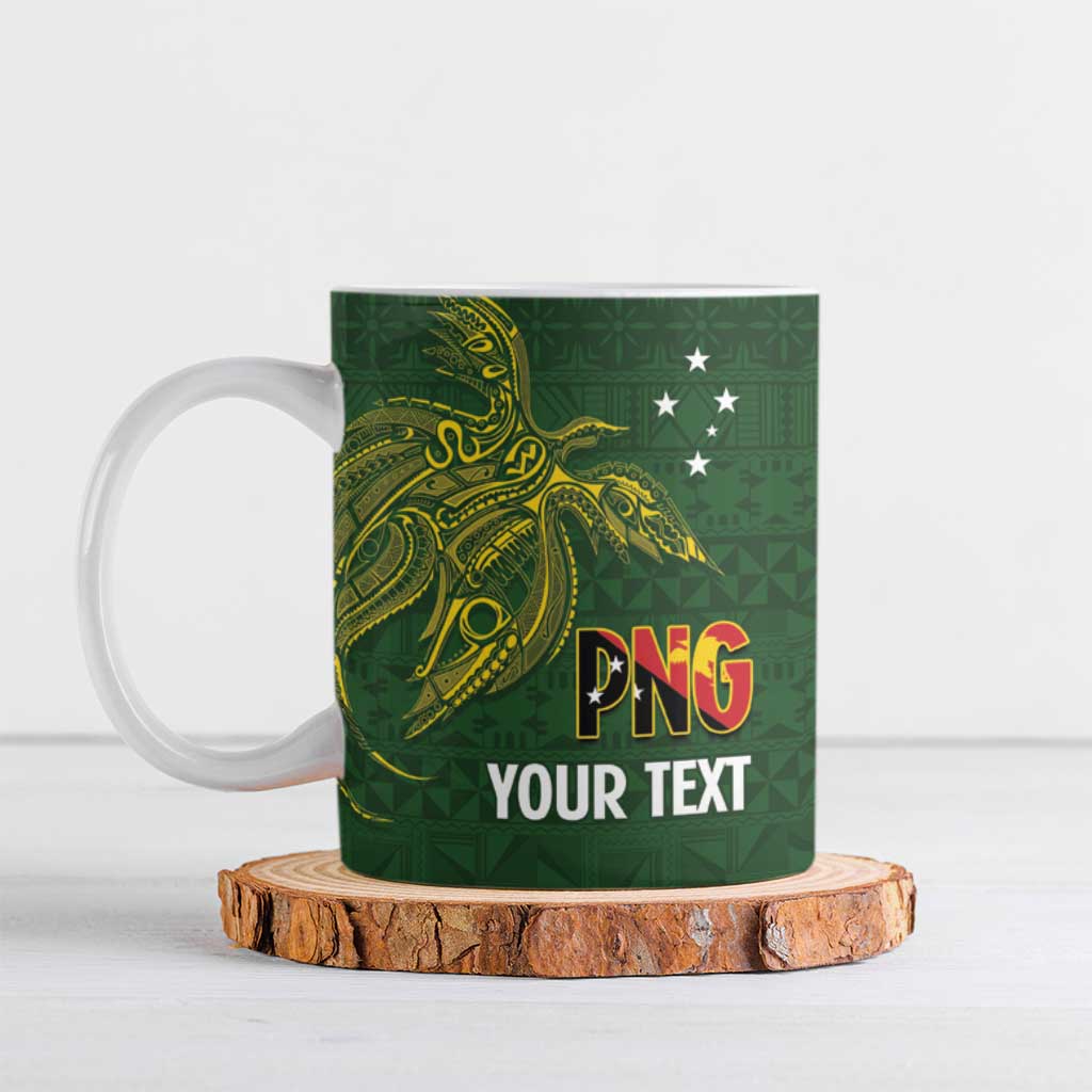 Personalised PNG Simbu Provins Ceramic Mug Papua New Guinea Plumeria Melanesian Pattern LT14 Green - Polynesian Pride