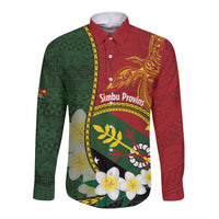 Personalised PNG Simbu Provins Long Sleeve Button Shirt Papua New Guinea Plumeria Melanesian Pattern LT14 Unisex Green - Polynesian Pride