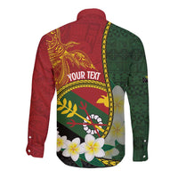 Personalised PNG Simbu Provins Long Sleeve Button Shirt Papua New Guinea Plumeria Melanesian Pattern LT14 - Polynesian Pride