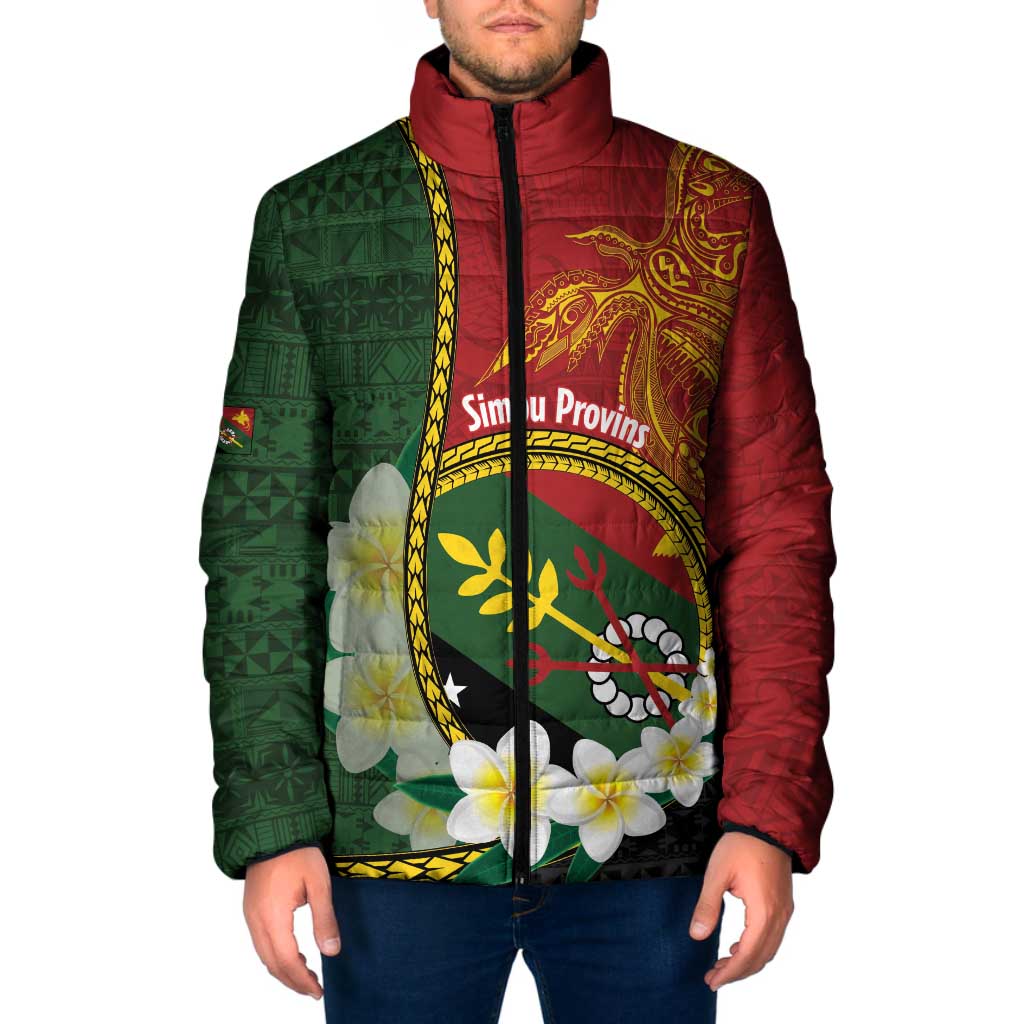 Personalised PNG Simbu Provins Padded Jacket Papua New Guinea Plumeria Melanesian Pattern LT14 Green - Polynesian Pride