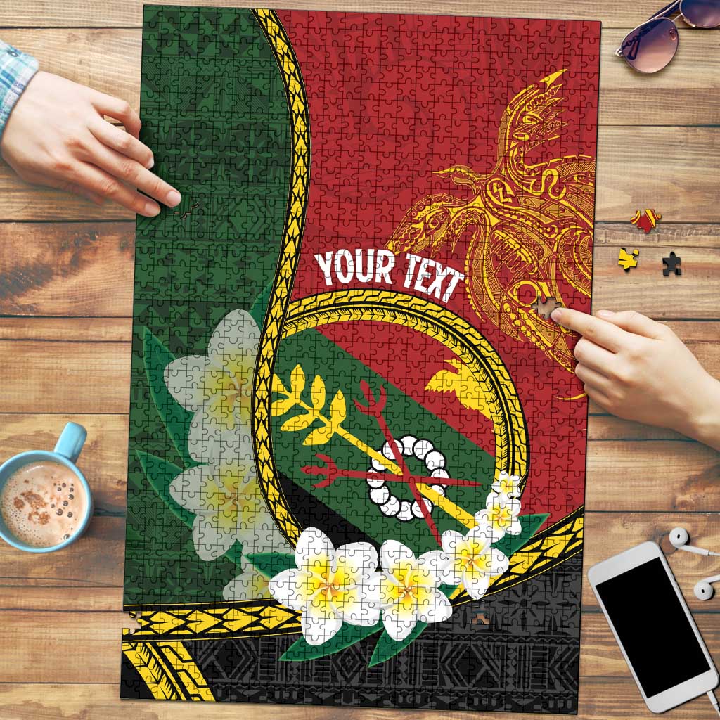 Personalised PNG Simbu Provins Puzzle Papua New Guinea Plumeria Melanesian Pattern LT14 Green - Polynesian Pride