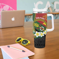 Personalised PNG Simbu Provins Tumbler With Handle Papua New Guinea Plumeria Melanesian Pattern LT14 - Polynesian Pride