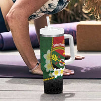 Personalised PNG Simbu Provins Tumbler With Handle Papua New Guinea Plumeria Melanesian Pattern LT14 - Polynesian Pride
