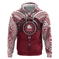 Personalised Cook Islands Mangaia Zip Hoodie Map With Kuki Airani Manta Ray Tattoo LT14 Pullover Hoodie Maroon - Polynesian Pride