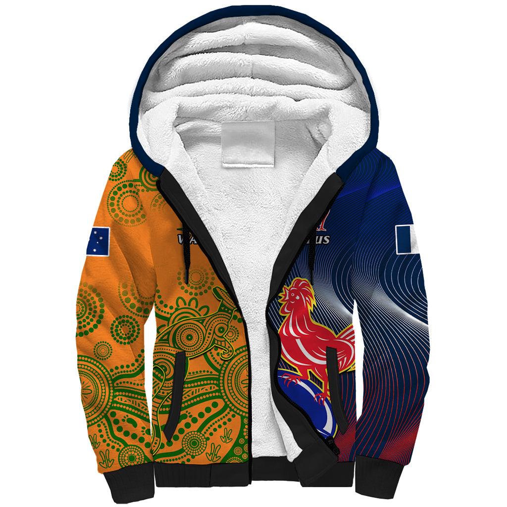 France And Australia Rugby Sherpa Hoodie 2023 World Cup Le Bleus Wallabies Together LT14 Unisex Gold - Polynesian Pride