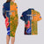 Custom France And Australia Rugby Couples Matching Long Sleeve Bodycon Dress and Hawaiian Shirt 2023 World Cup Le Bleus Wallabies Together LT14 - Polynesian Pride