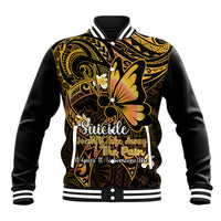 Polynesia Suicide Prevention Awareness Baseball Jacket Your Life Is Worth Living For Polynesian Gold Pattern LT14 Unisex Gold - Polynesian Pride
