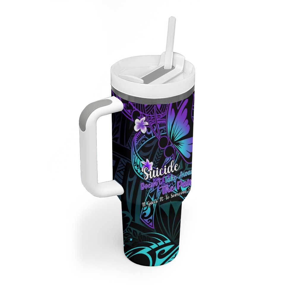 Polynesia Suicide Prevention Awareness Tumbler With Handle Your Life Is Worth Living For Polynesian Purple Pattern LT14 - Polynesian Pride