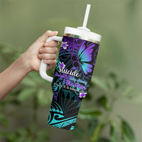 Polynesia Suicide Prevention Awareness Tumbler With Handle Your Life Is Worth Living For Polynesian Purple Pattern LT14 - Polynesian Pride