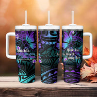 Polynesia Suicide Prevention Awareness Tumbler With Handle Your Life Is Worth Living For Polynesian Purple Pattern LT14 - Polynesian Pride