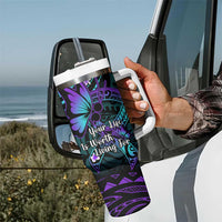 Polynesia Suicide Prevention Awareness Tumbler With Handle Your Life Is Worth Living For Polynesian Purple Pattern LT14 - Polynesian Pride