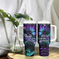 Polynesia Suicide Prevention Awareness Tumbler With Handle Your Life Is Worth Living For Polynesian Purple Pattern LT14 - Polynesian Pride