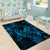 New Zealand Tuatara Area Rug Aotearoa Maori Clematis Flowers - Blue