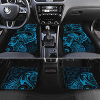 New Zealand Tuatara Car Mats Aotearoa Maori Clematis Flowers - Blue LT14 Set 4pcs Blue - Polynesian Pride