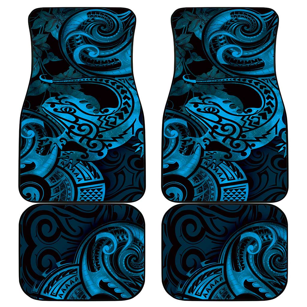 New Zealand Tuatara Car Mats Aotearoa Maori Clematis Flowers - Blue LT14 - Polynesian Pride