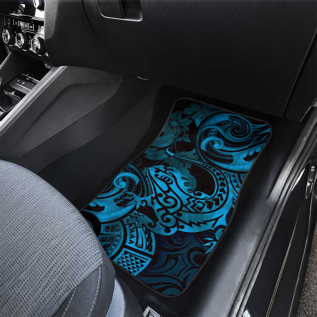 New Zealand Tuatara Car Mats Aotearoa Maori Clematis Flowers - Blue LT14 - Polynesian Pride