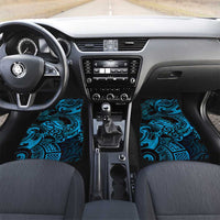 New Zealand Tuatara Car Mats Aotearoa Maori Clematis Flowers - Blue LT14 Set 2pcs - Front Blue - Polynesian Pride