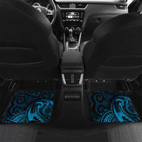 New Zealand Tuatara Car Mats Aotearoa Maori Clematis Flowers - Blue LT14 Set 2pcs - Back Blue - Polynesian Pride