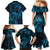 New Zealand Tuatara Family Matching Mermaid Dress and Hawaiian Shirt Aotearoa Maori Clematis Flowers - Blue