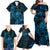 New Zealand Tuatara Family Matching Off Shoulder Maxi Dress and Hawaiian Shirt Aotearoa Maori Clematis Flowers - Blue