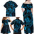 New Zealand Tuatara Family Matching Off Shoulder Maxi Dress and Hawaiian Shirt Aotearoa Maori Clematis Flowers - Blue