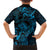 New Zealand Tuatara Family Matching Short Sleeve Bodycon Dress and Hawaiian Shirt Aotearoa Maori Clematis Flowers - Blue