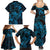 New Zealand Tuatara Family Matching Summer Maxi Dress and Hawaiian Shirt Aotearoa Maori Clematis Flowers - Blue