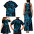 New Zealand Tuatara Family Matching Tank Maxi Dress and Hawaiian Shirt Aotearoa Maori Clematis Flowers - Blue