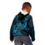 New Zealand Tuatara Kid Hoodie Aotearoa Maori Clematis Flowers - Blue