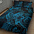 New Zealand Tuatara Quilt Bed Set Aotearoa Maori Clematis Flowers - Blue