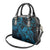 New Zealand Tuatara Shoulder Handbag Aotearoa Maori Clematis Flowers - Blue