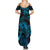 New Zealand Tuatara Summer Maxi Dress Aotearoa Maori Clematis Flowers - Blue