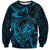 New Zealand Tuatara Sweatshirt Aotearoa Maori Clematis Flowers - Blue