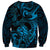 New Zealand Tuatara Sweatshirt Aotearoa Maori Clematis Flowers - Blue