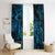 New Zealand Tuatara Window Curtain Aotearoa Maori Clematis Flowers - Blue