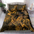 New Zealand Tuatara Bedding Set Aotearoa Maori Clematis Flowers - Gold