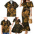 New Zealand Tuatara Family Matching Mermaid Dress and Hawaiian Shirt Aotearoa Maori Clematis Flowers - Gold