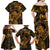 New Zealand Tuatara Family Matching Off Shoulder Maxi Dress and Hawaiian Shirt Aotearoa Maori Clematis Flowers - Gold