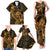 New Zealand Tuatara Family Matching Tank Maxi Dress and Hawaiian Shirt Aotearoa Maori Clematis Flowers - Gold