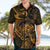 New Zealand Tuatara Hawaiian Shirt Aotearoa Maori Clematis Flowers - Gold