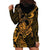 New Zealand Tuatara Hoodie Dress Aotearoa Maori Clematis Flowers - Gold