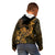 New Zealand Tuatara Kid Hoodie Aotearoa Maori Clematis Flowers - Gold