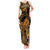 New Zealand Tuatara Tank Maxi Dress Aotearoa Maori Clematis Flowers - Gold