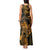 New Zealand Tuatara Tank Maxi Dress Aotearoa Maori Clematis Flowers - Gold