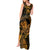 New Zealand Tuatara Tank Maxi Dress Aotearoa Maori Clematis Flowers - Gold